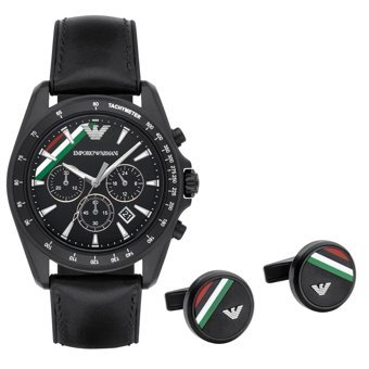 Emporio Armani AR8036 Takvimli 44 mm Siyah Deri Kordon Analog Kol Saati
