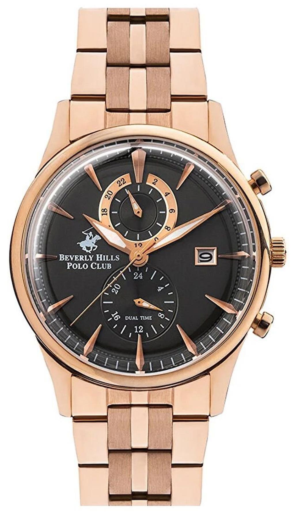 Beverly Hills Polo Club SWBP3029X460 Takvimli 43 mm Rose Gold Çelik Kordon Analog Erkek Kol Saati