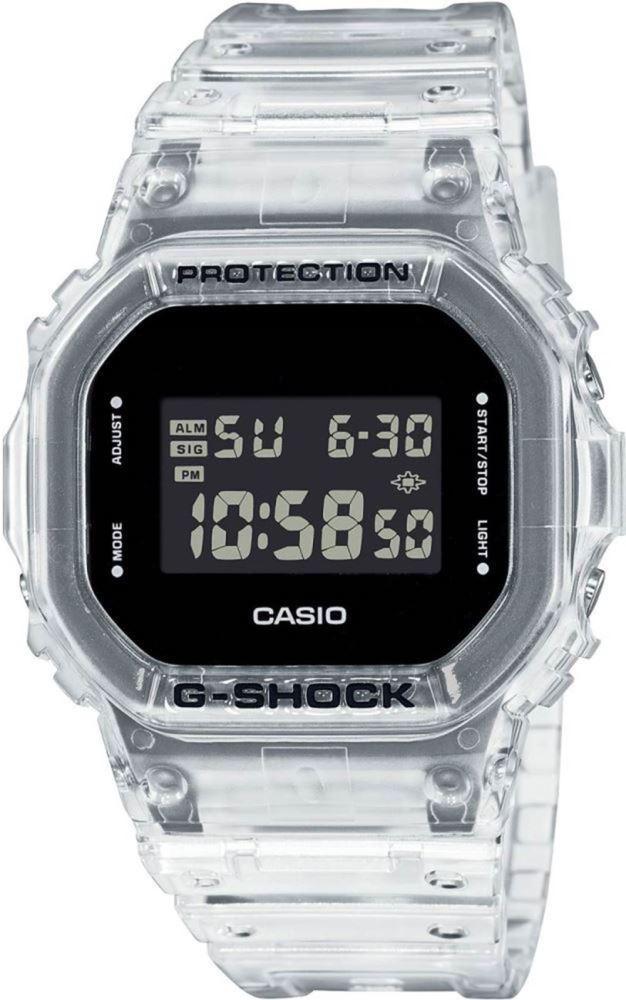 Casio DW-5600SKE-7DR Takvimli 42.8 mm Şeffaf Silikon Kordon Dijital Kol Saati