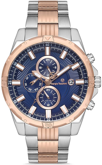Sergio Tacchini ST.1.10155.4 Takvimli 44 mm Gri-Rose Gold Çelik Kordon Analog Kol Saati