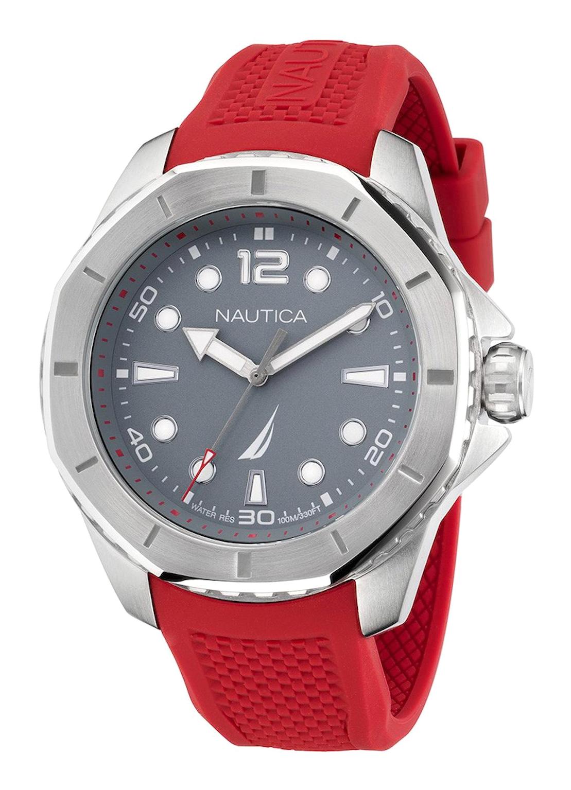 Nautica NAPKMF202 46 mm Kırmızı Silikon Kordon Analog Erkek Kol Saati