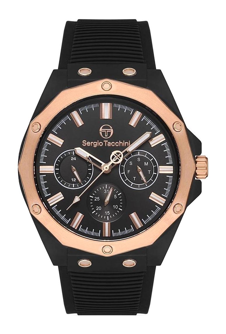 Sergio Tacchini ST.1.10196.2 Pusulalı Takvimli 45 mm Siyah Silikon Kordon Analog Erkek Kol Saati