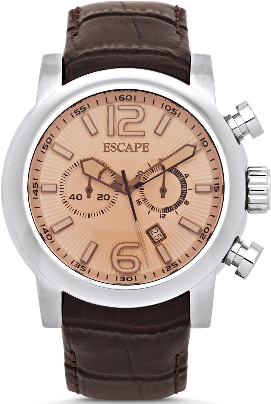 Escape EC1111-101 Takvimli Kahverengi Deri Kordon Analog Kol Saati