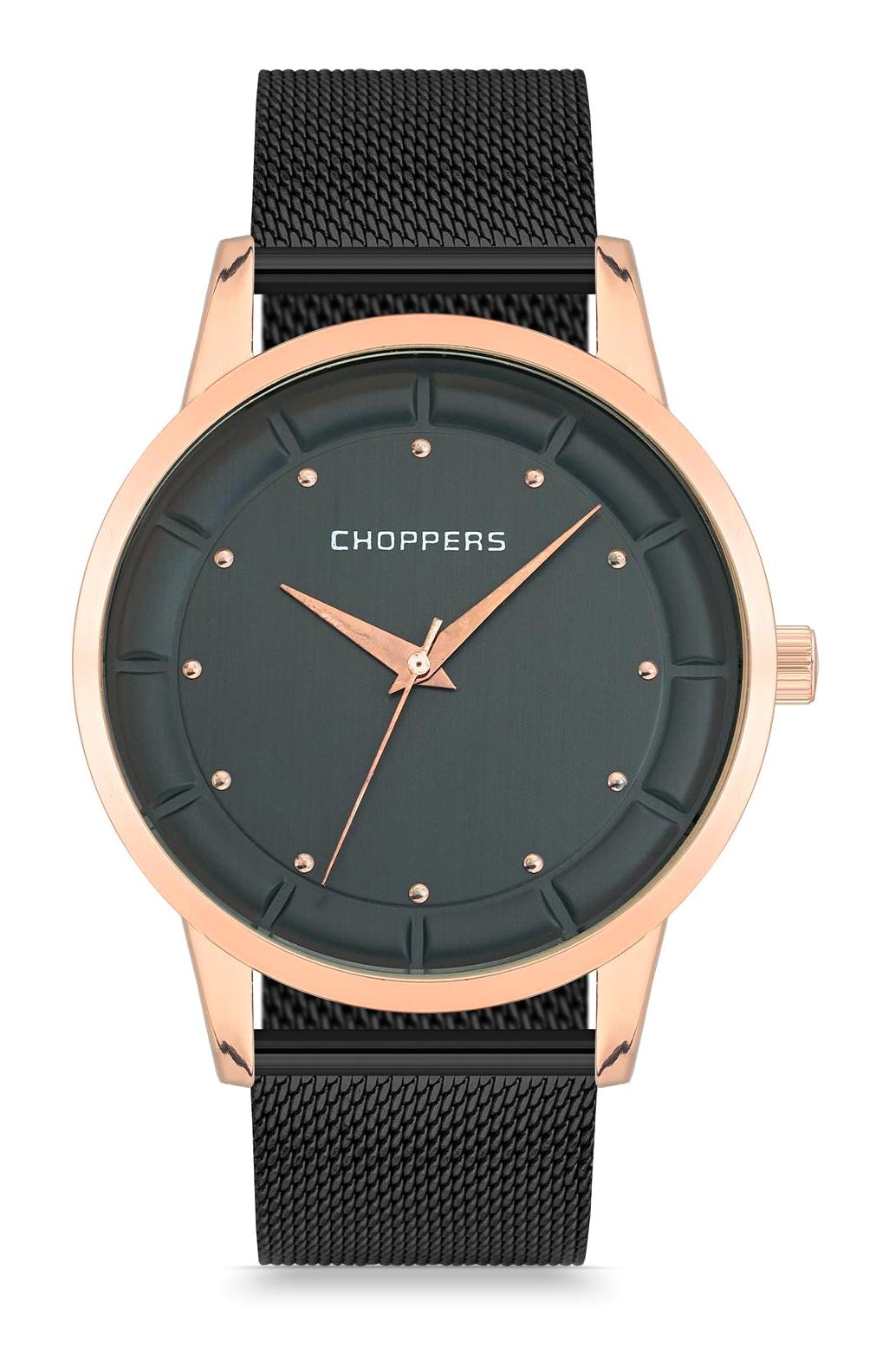Choppers HEG27015A Siyah Metal Kordon Analog Erkek Kol Saati