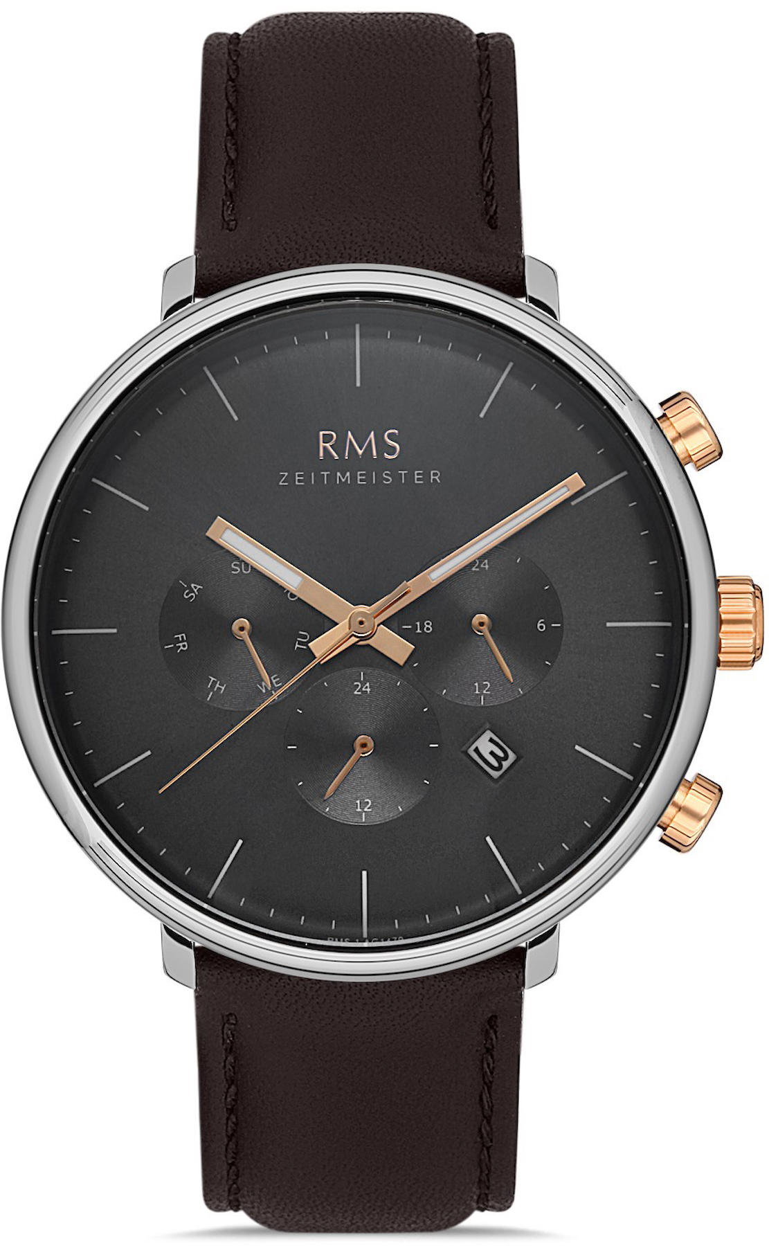 Romanson RMS.1.AG1479.02 Takvimli 44 mm Kahverengi Deri Kordon Analog Kol Saati