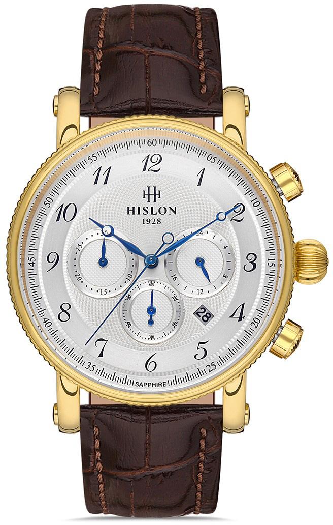 Hislon MS102G-02KG Pusulalı Takvimli 42 mm Kahverengi Deri Kordon Analog Kol Saati