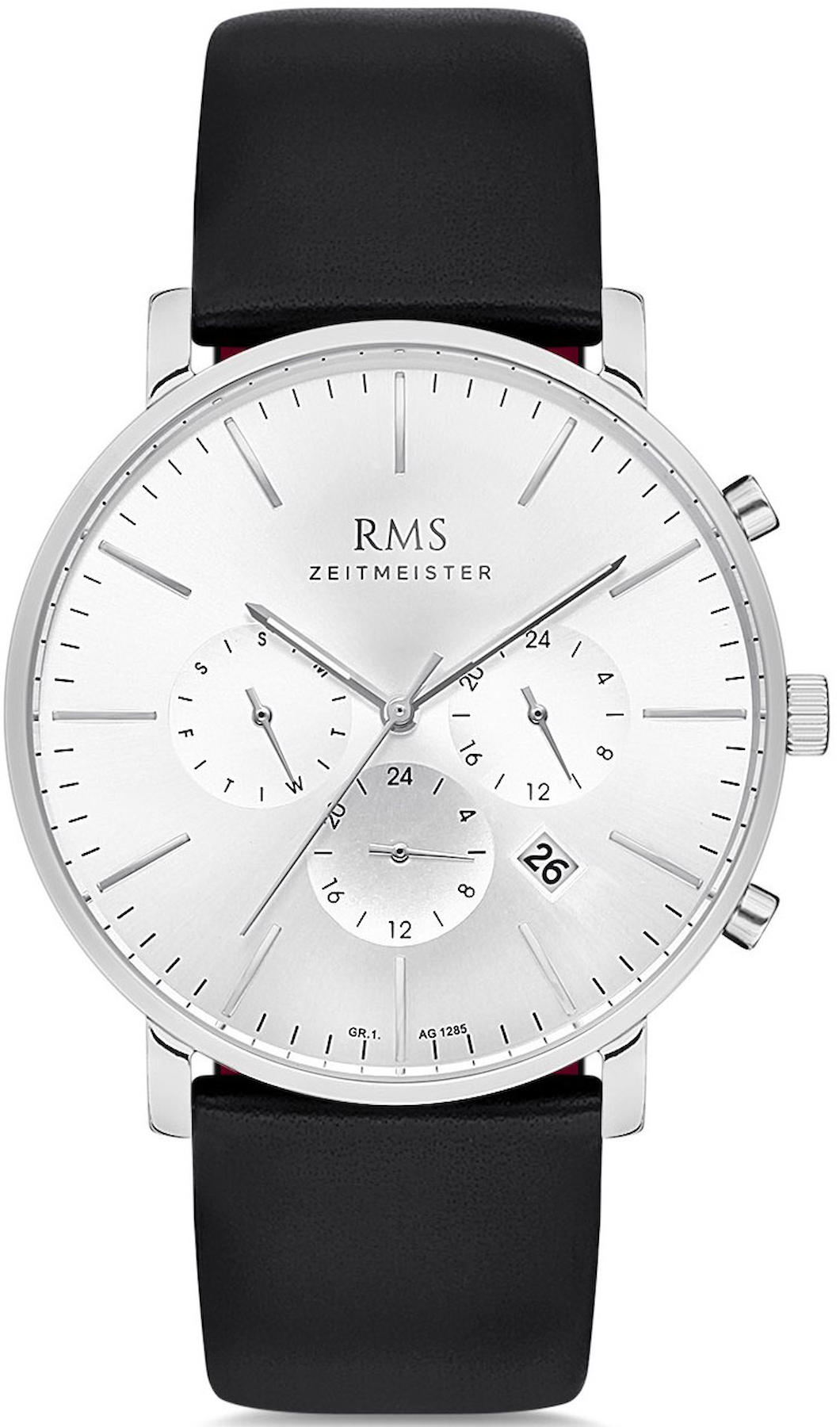 Romanson GR.1.AG1285.01 Takvimli 42 mm Siyah Deri Kordon Analog Kol Saati