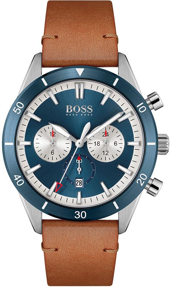 Hugo Boss HB1513860 Pusulalı Takvimli Kahverengi Deri Kordon Analog Erkek Kol Saati