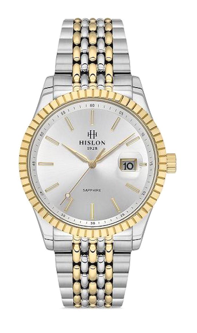 Hislon CL145T-02SG Takvimli 41 mm Altın-Çelik Kordon Analog Erkek Kol Saati