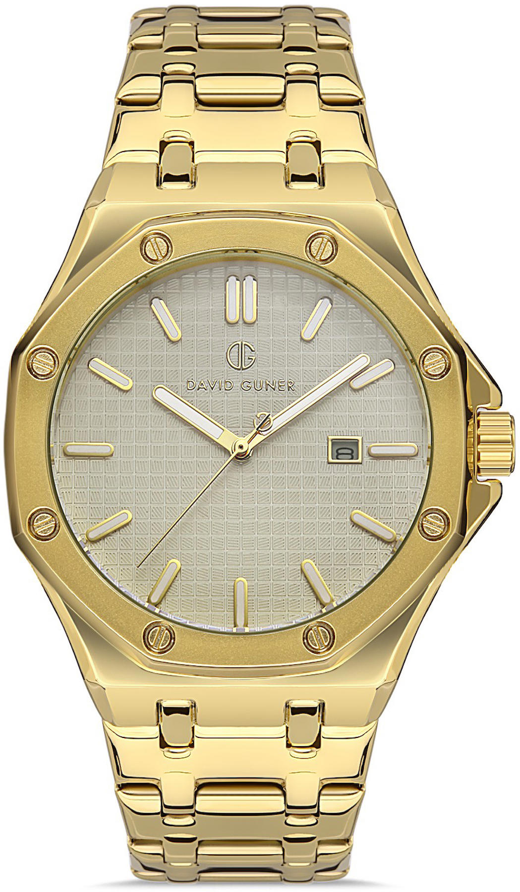 David Guner DG-8452GA-B1 Takvimli 42 mm Çelik Kordon Analog Kol Saati