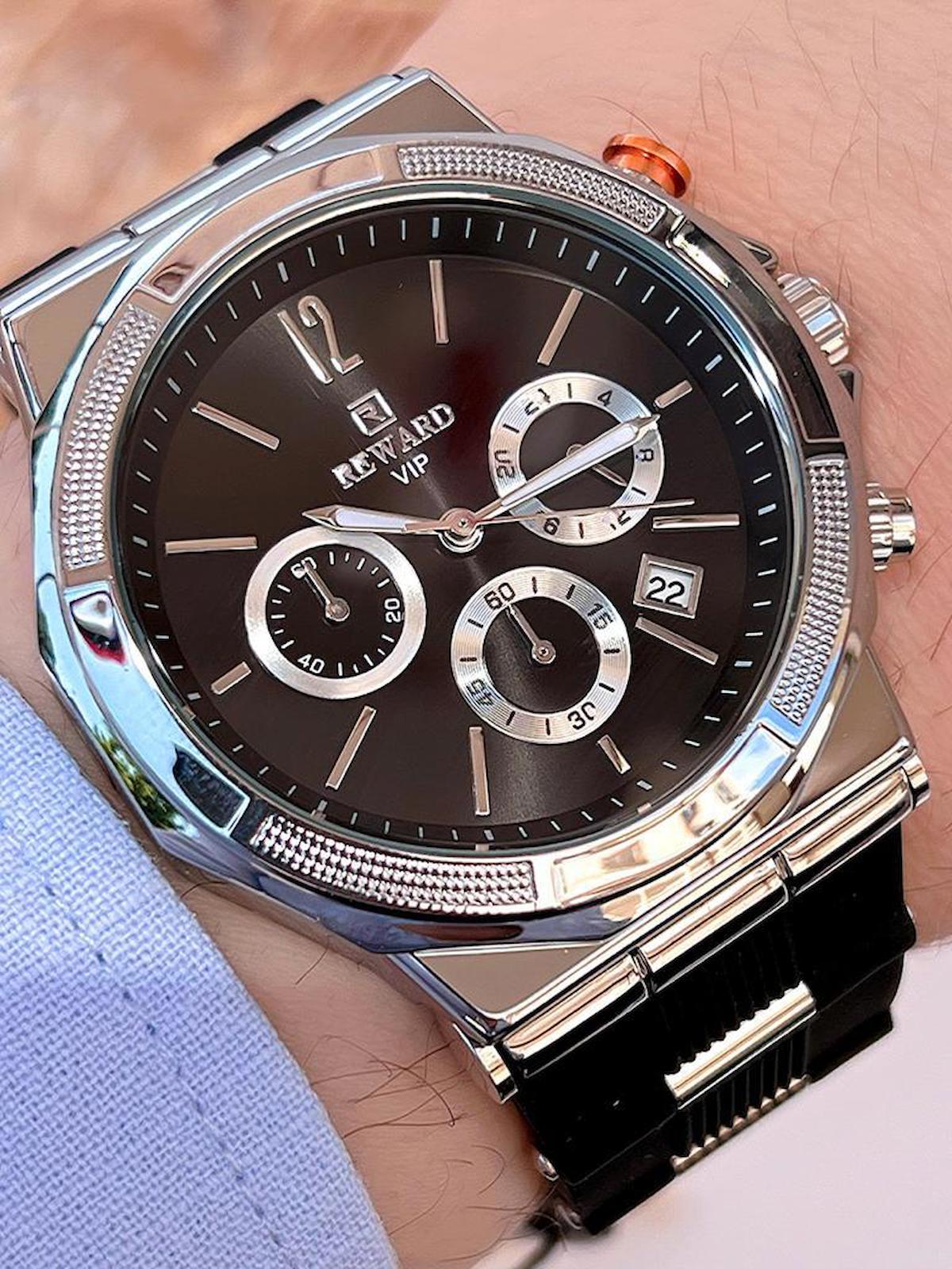 Reward A143991 Takvimli 46 mm Siyah Silikon Kordon Analog Erkek Kol Saati