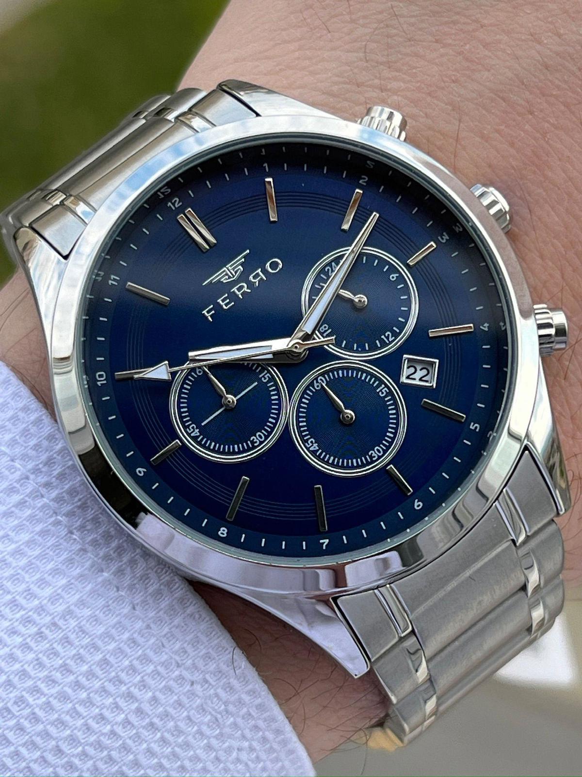 Ferro EFM31371-A3 Su Geçirmez Takvimli 44 mm Çelik Kordon Analog Erkek Kol Saati