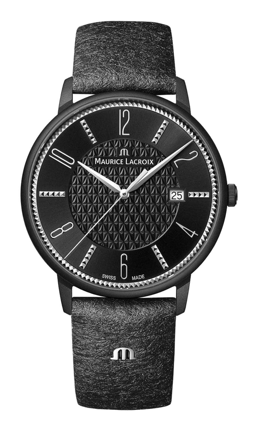 Maurice Lacroix ML-EL1118PVB01320-2 Takvimli 40 mm Siyah Deri Kordon Analog Kol Saati