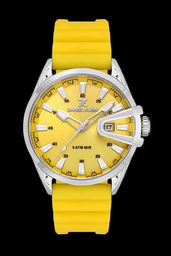 Daniel Klein DK.1.13673-3 Takvimli Sarı Silikon Kordon Analog Erkek Kol Saati