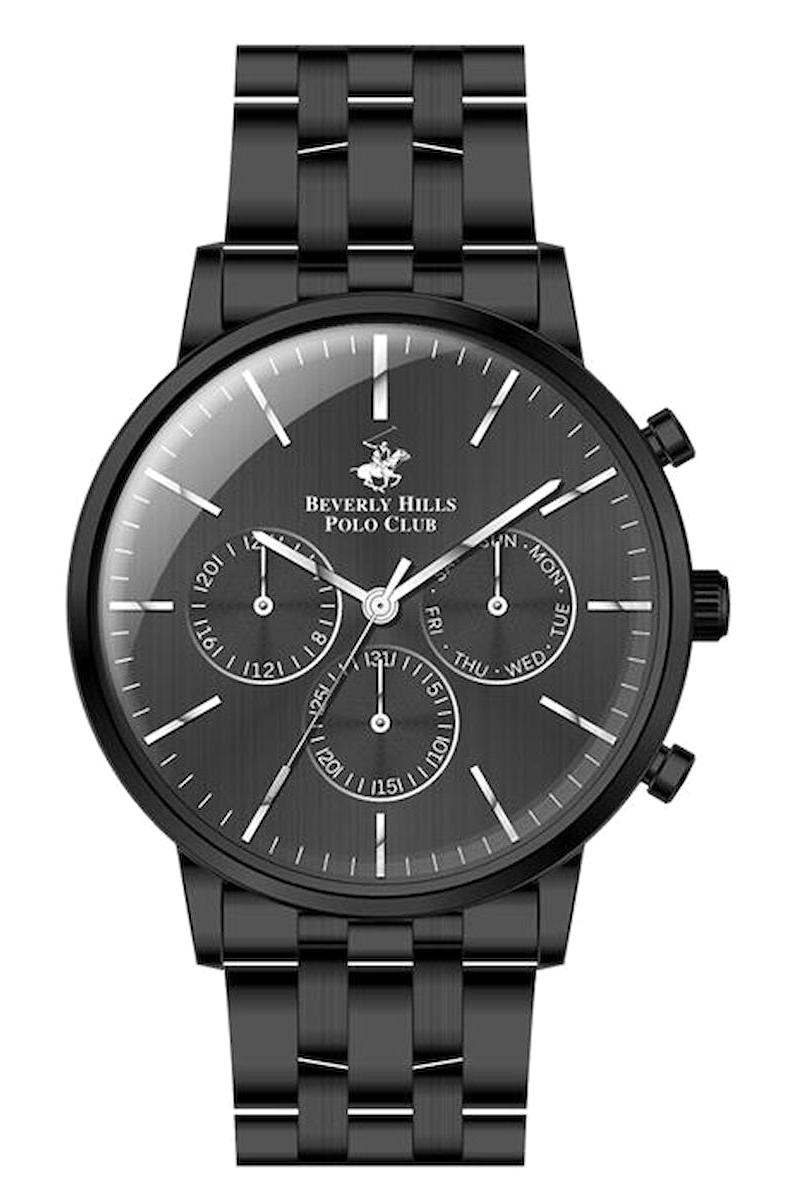 Beverly Hills Polo Club BP3035X650 Takvimli 44 mm Siyah Çelik Kordon Analog Kol Saati