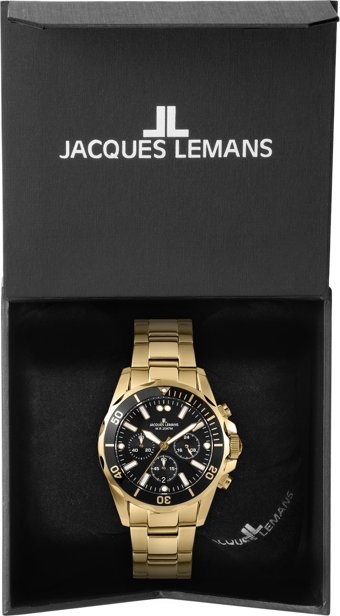 Jacques Lemans LİVERPOOL 1-2091J Pusulalı Takvimli 44 mm Altın Çelik Kordon Analog Erkek Kol Saati