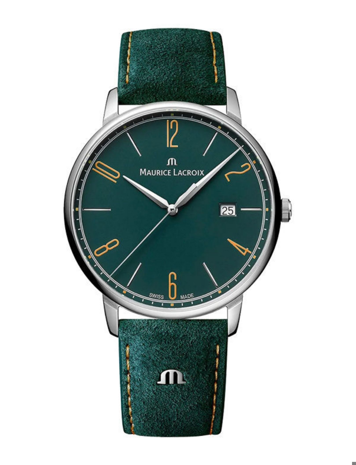 Maurice Lacroix ML-EL1118SS001620-5 Takvimli 40 mm Yeşil Çelik Kordon Analog Kol Saati