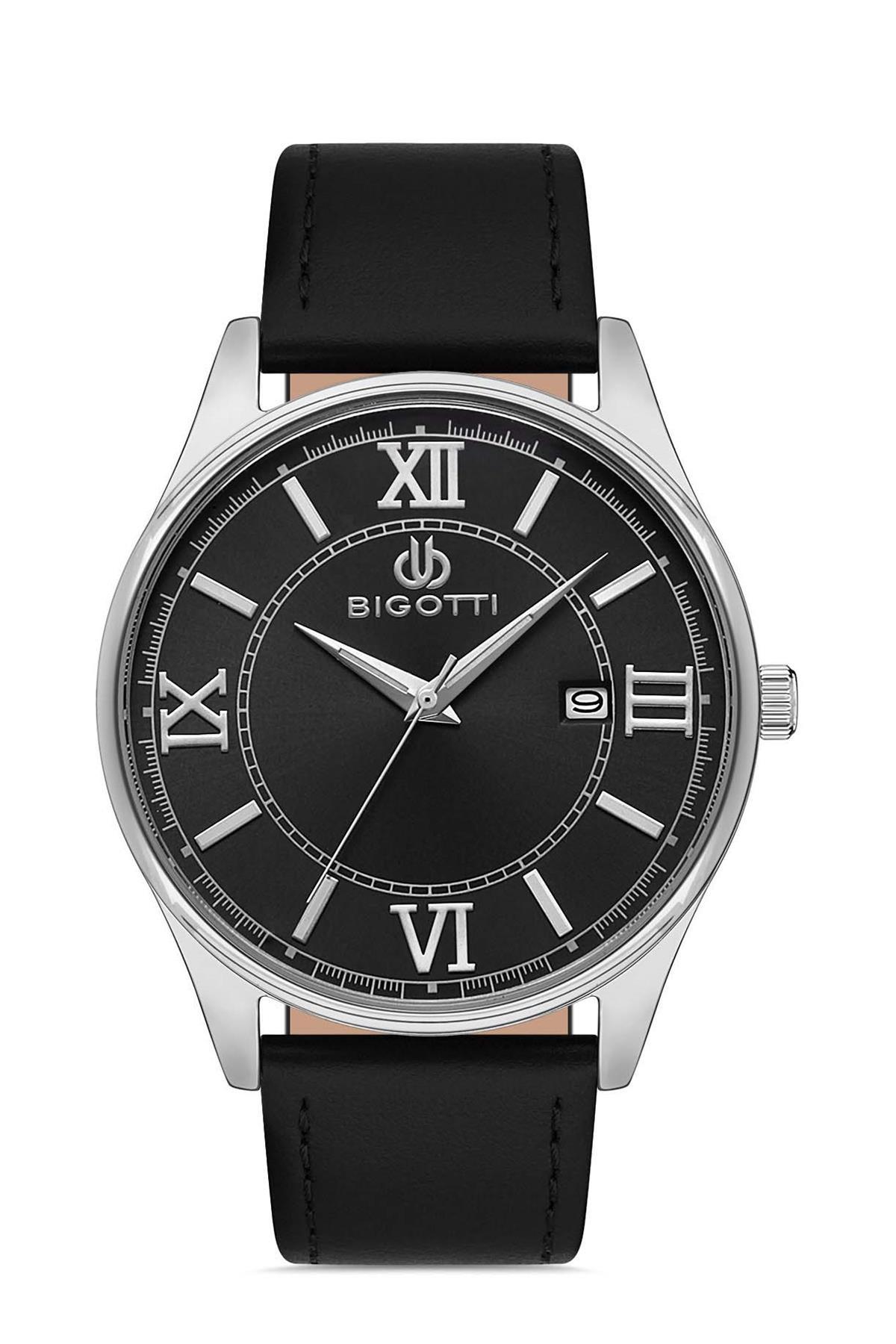 Bigotti BG.1.10305.1 Takvimli 43 mm Siyah Deri Kordon Analog Erkek Kol Saati