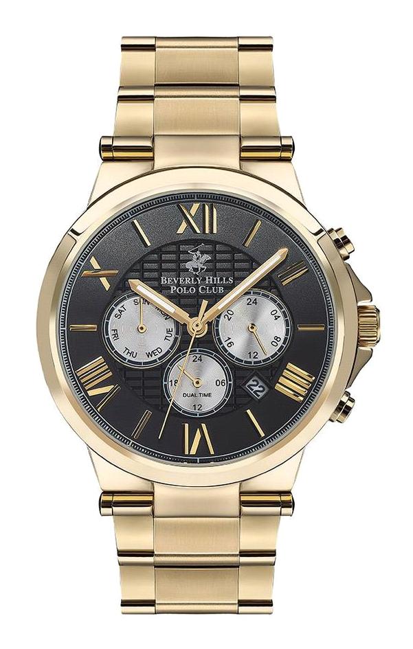 Beverly Hills Polo Club BP3123X150 Takvimli 45 mm Altın Çelik Kordon Analog Erkek Kol Saati