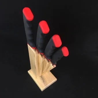 Atasan Soft Grip 4'lü Bıçak Seti (Takozlu) - Siyah