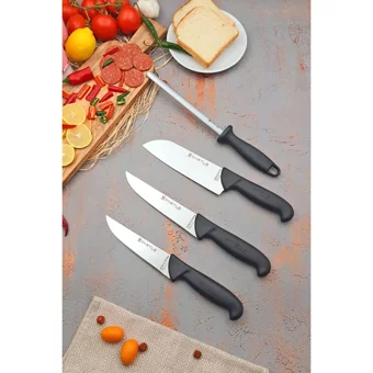 Castle Mutfak Bıçak Seti 4 Parça Santoku Şef Bıçağı Masat Et Sebze Ekmek Kasap Kesme Doğrama Bıçakları