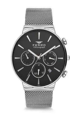 Ferro TH-FM1697C-A2 Takvimli 42 mm Çelik Kordon Analog Erkek Kol Saati