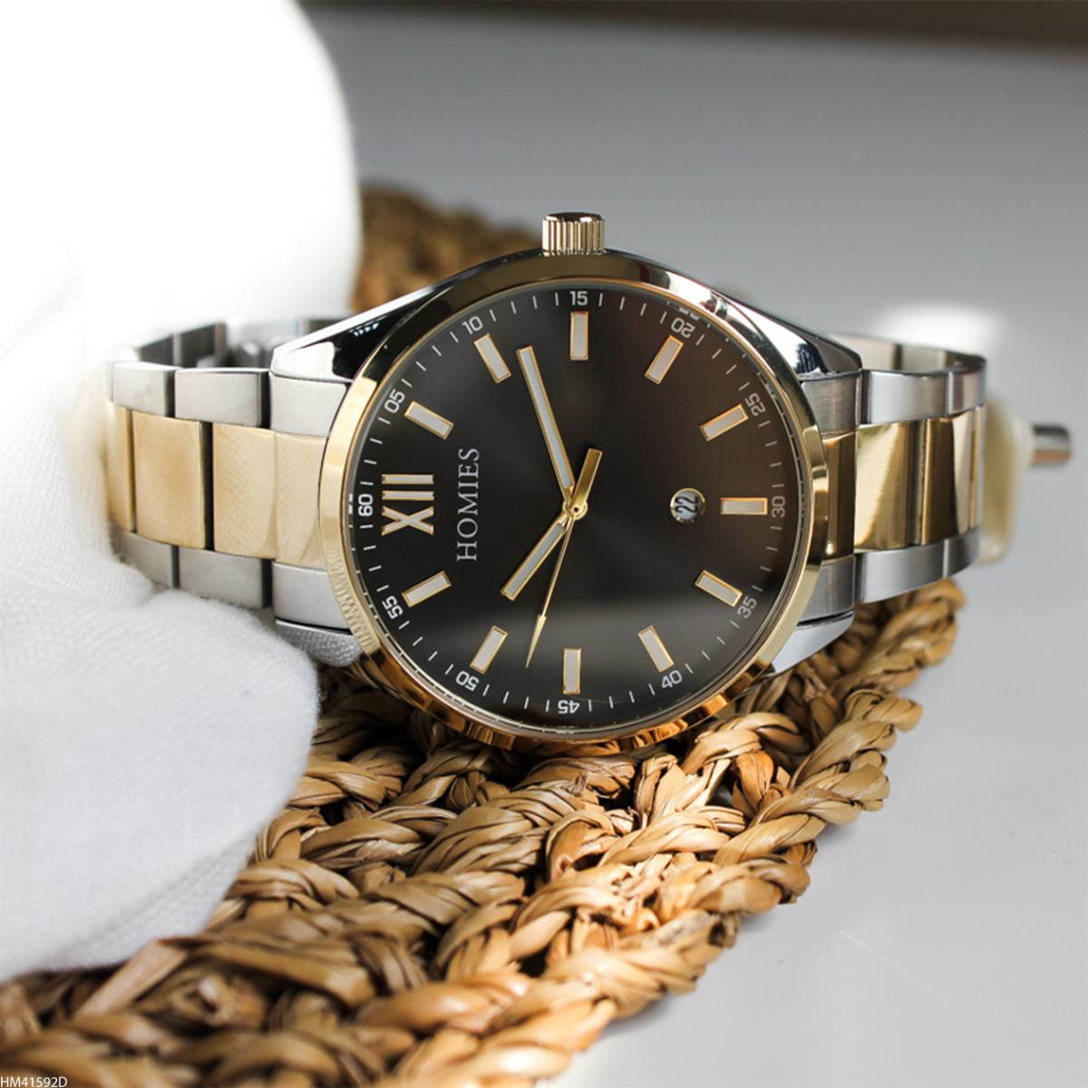 Homies HM41592D Pusulalı Takvimli 45 mm Altın-Metal Kordon Analog Erkek Kol Saati