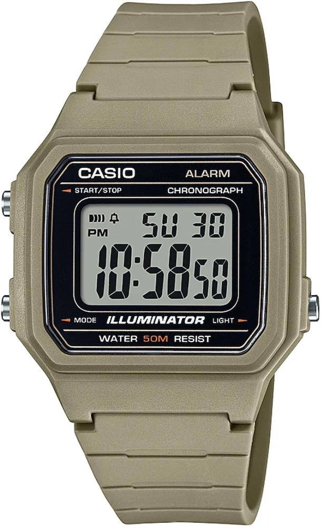 Casio W-217H-5AVDF Takvimli 37 mm Bej Plastik Kordon Dijital Erkek Kol Saati