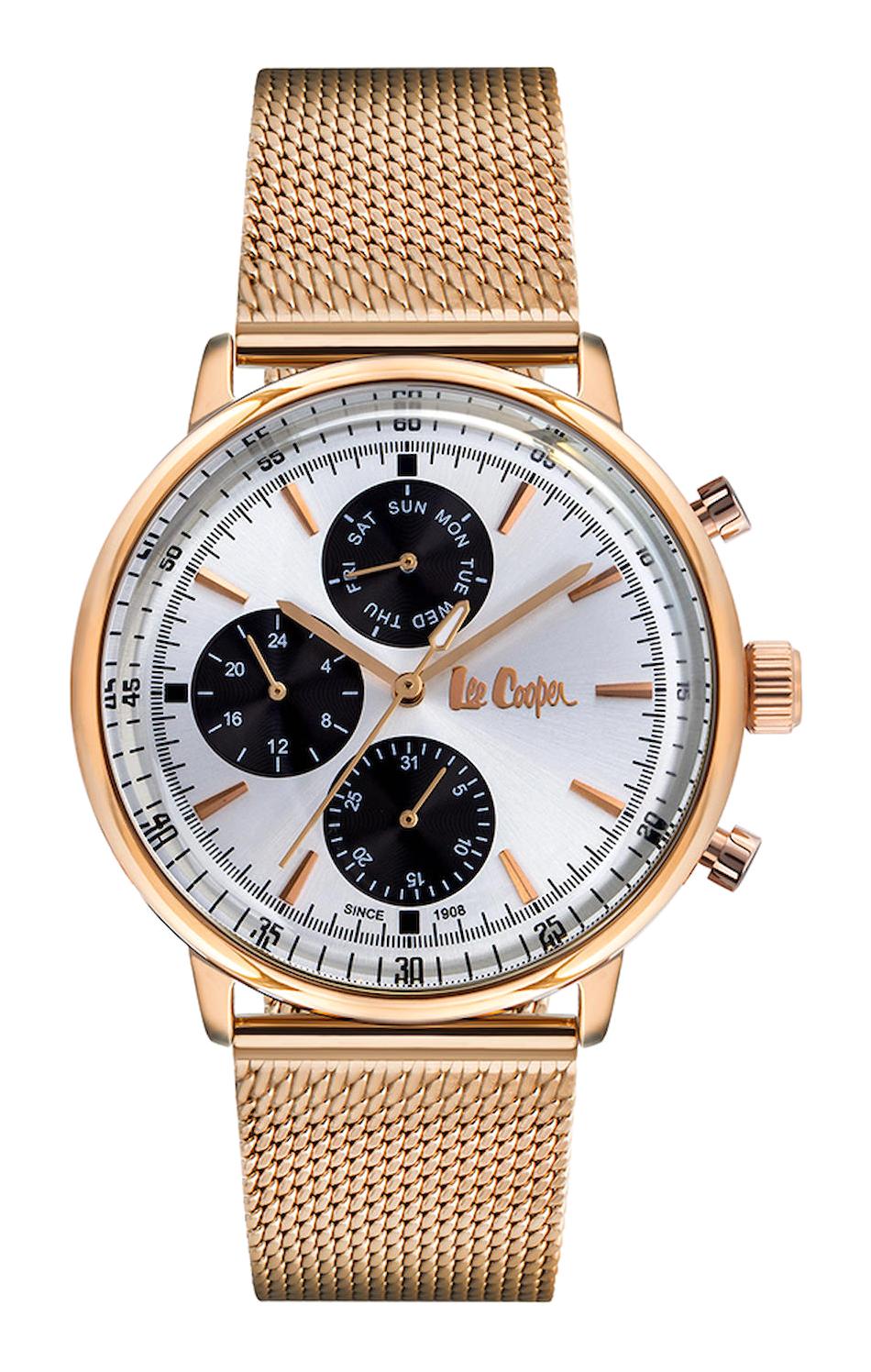 Lee Cooper LC06954.430-NL Takvimli Altın Çelik Kordon Analog Erkek Kol Saati