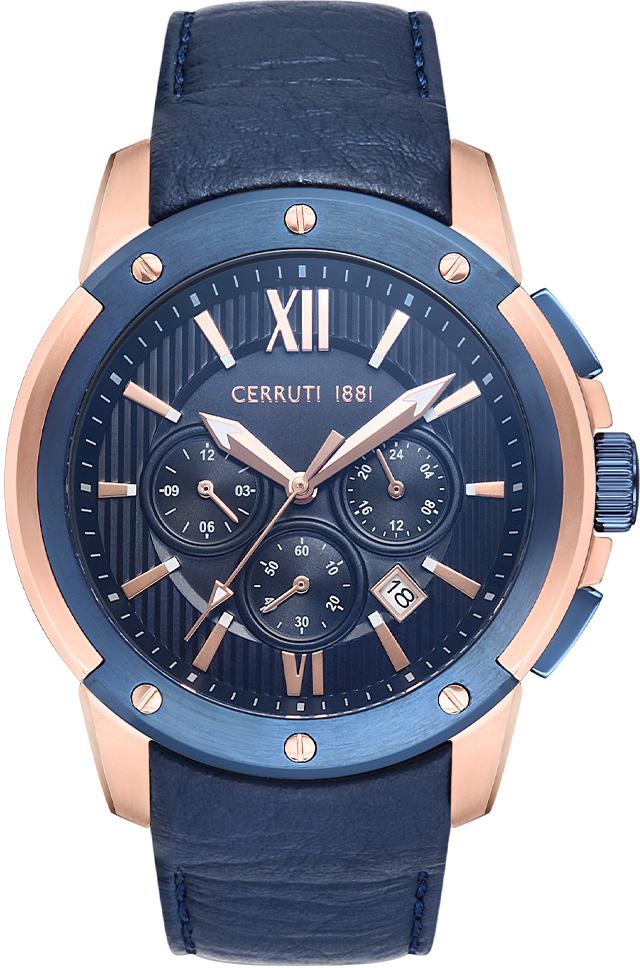 Cerruti 1881 CRA28201 Takvimli Lacivert Çelik Kordon Analog Erkek Kol Saati