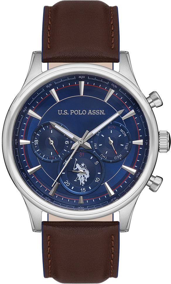 U.S. Polo Assn USPA1010-05 Takvimli 45 mm Kahverengi Deri Kordon Analog Erkek Kol Saati
