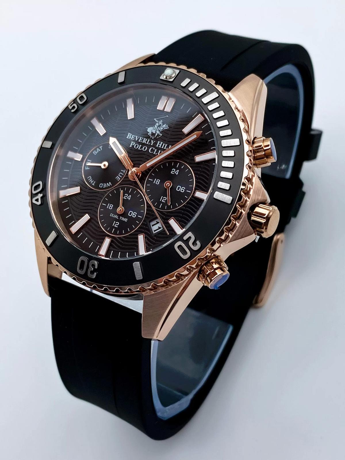 Beverly Hills Polo Club BP3277X451 Takvimli 44 mm Siyah Silikon Kordon Analog Erkek Kol Saati