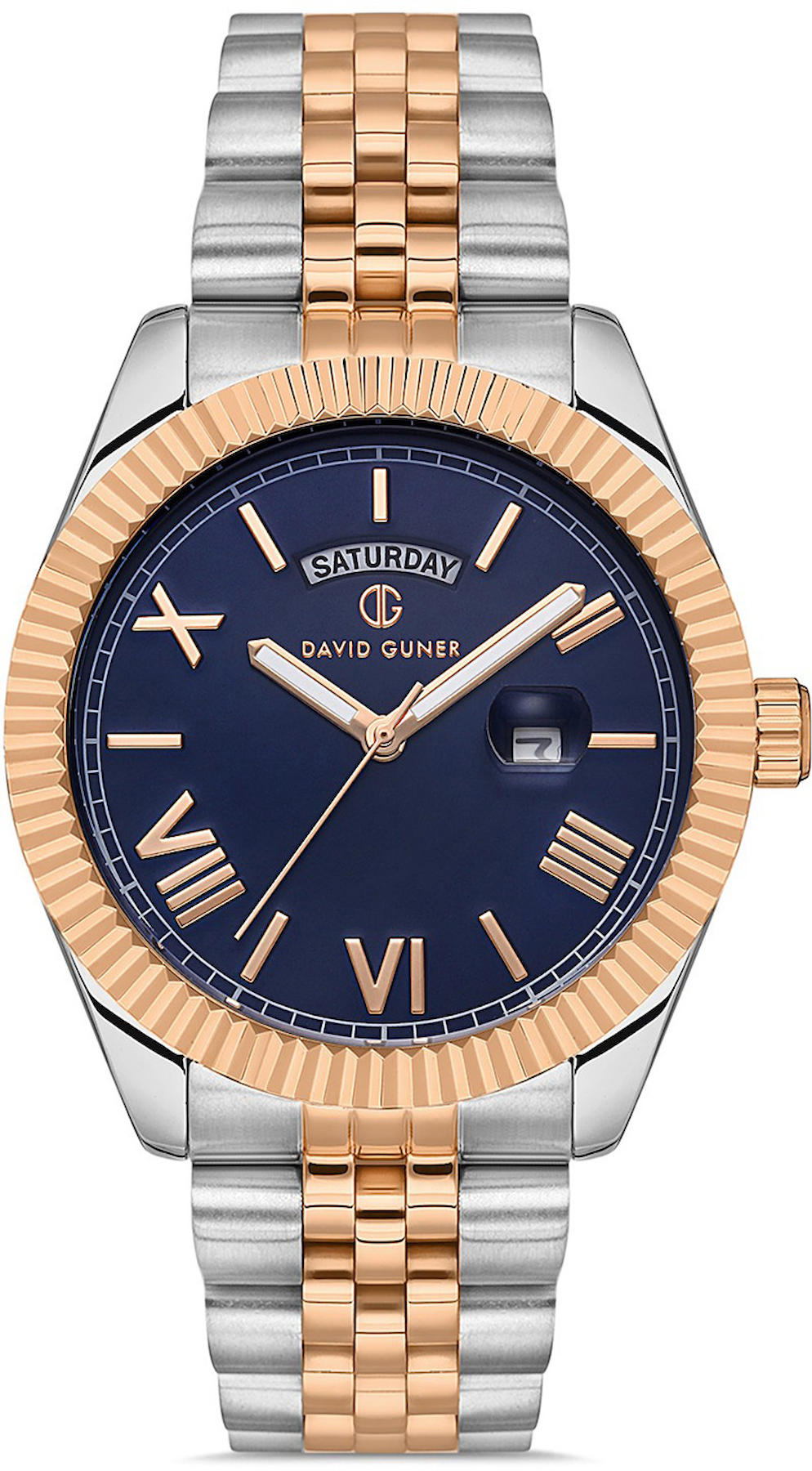David Guner DG-8481GA-E3 Takvimli 42 mm Çelik Kordon Analog Kol Saati