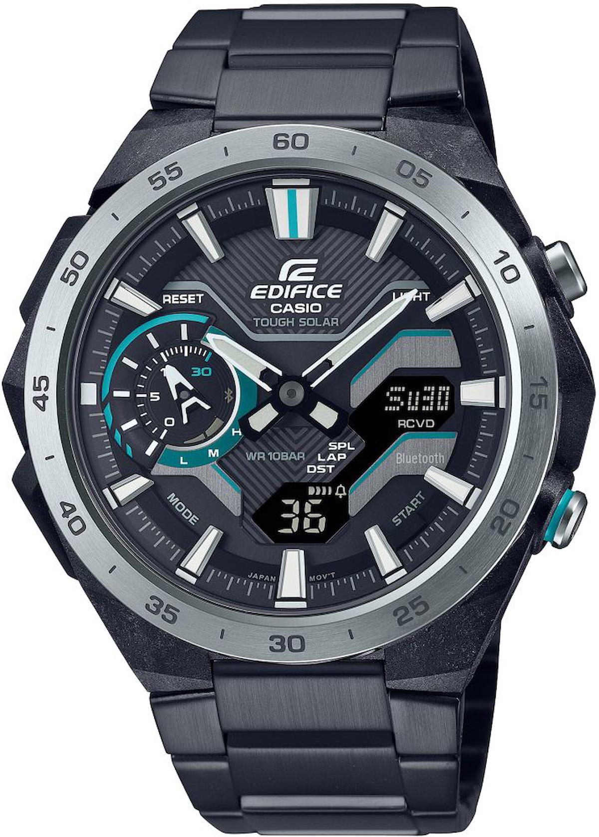 Casio ECB-2200DD-1ADF Takvimli 48.2 mm Siyah Çelik Kordon Analog Kol Saati