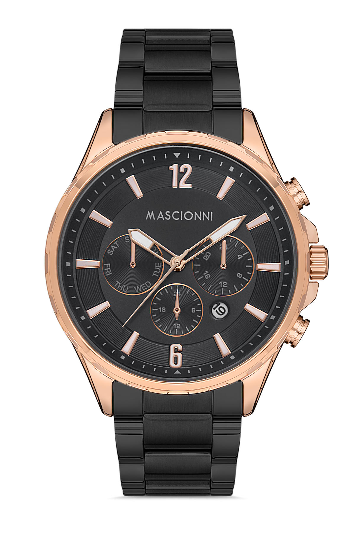 Mascionni M.1.1065.04 Takvimli 46 mm Siyah Çelik Kordon Analog Erkek Kol Saati