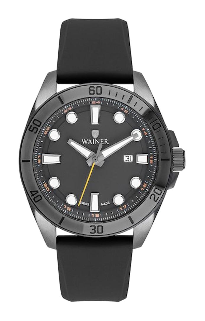Wainer WA.19520-A Pusulalı Takvimli 44 mm Siyah Silikon Kordon Analog Erkek Kol Saati