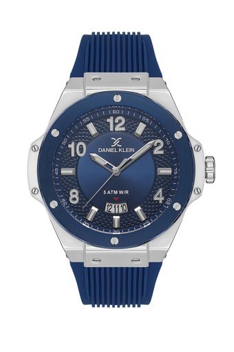 Daniel Klein DKE.1.10529.2 Takvimli 42 mm Lacivert Silikon Kordon Analog Erkek Kol Saati