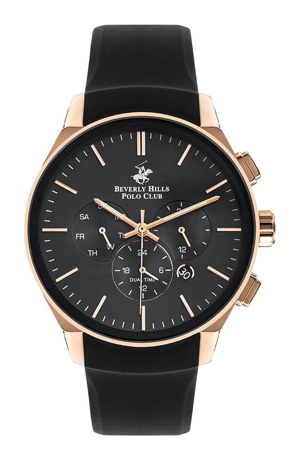 Beverly Hills Polo Club BP3224 Takvimli 42 mm Siyah Silikon Kordon Analog Erkek Kol Saati