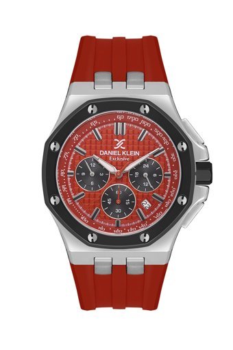 Daniel Klein DK.1.13616.9 Takvimli 44 mm Kırmızı Silikon Kordon Analog Erkek Kol Saati