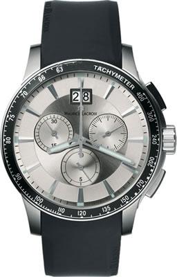 Maurice Lacroix MI1098-SS041-130 Takvimli 44 mm Siyah Silikon Kordon Analog Kol Saati