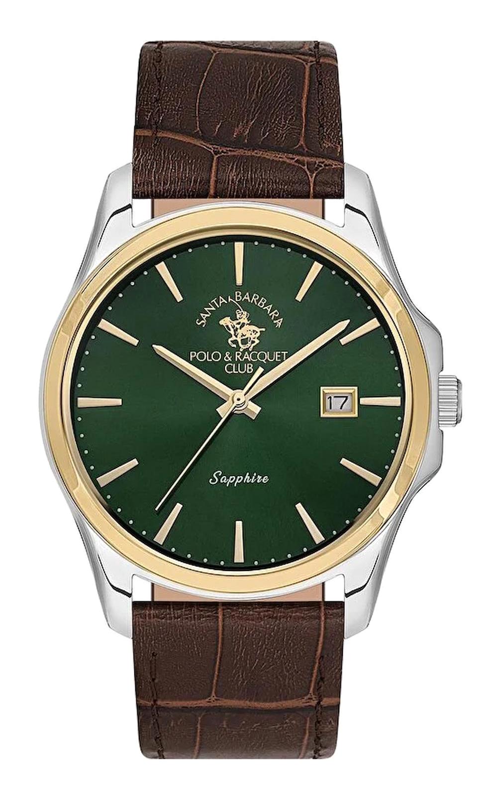 Santa Barbara Polo & Racquet Club SB.1.10535.5 Takvimli Kahverengi Deri Kordon Analog Kol Saati