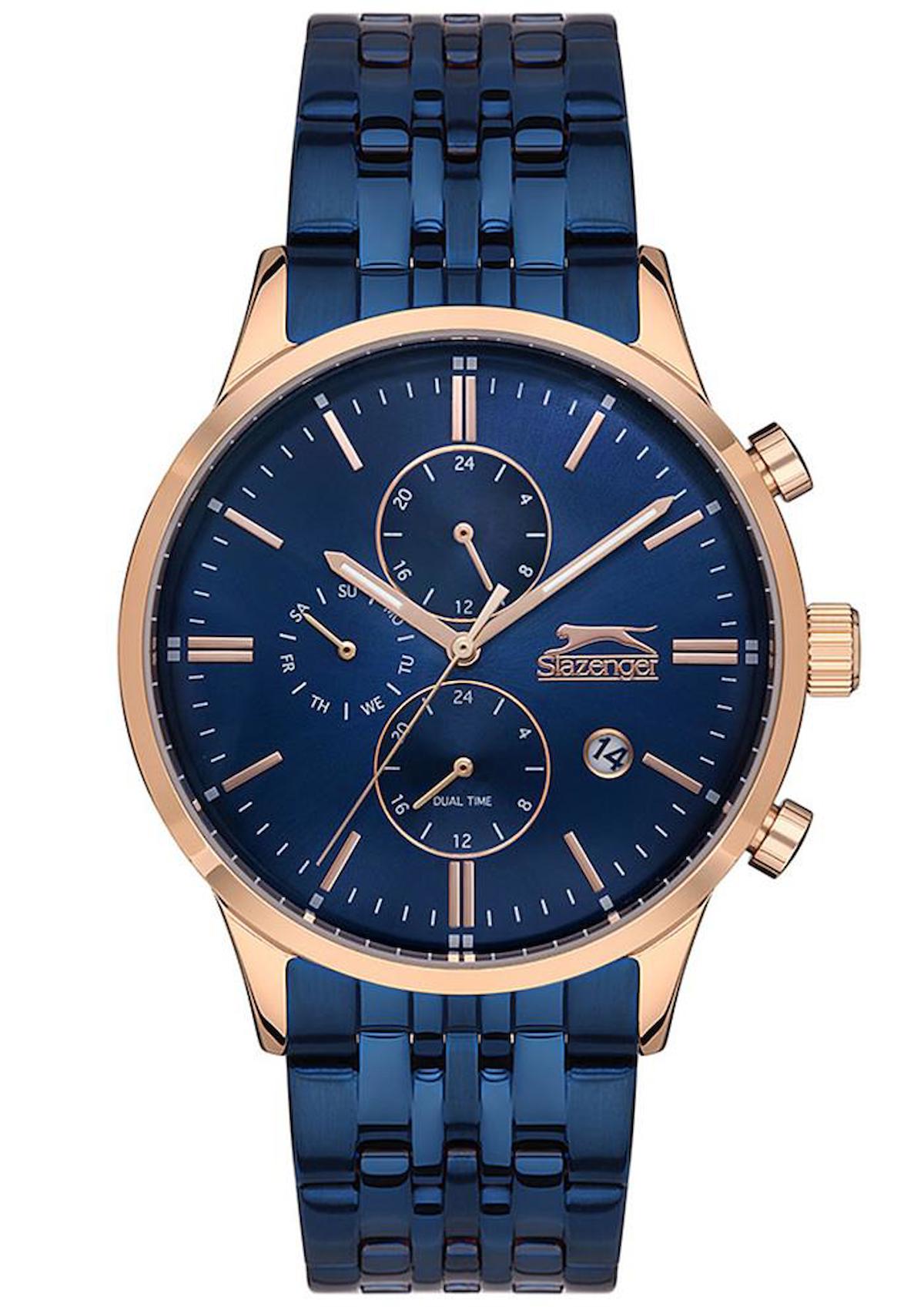 Slazenger SL.09.2042.2.04 Takvimli 44 mm Lacivert Çelik Kordon Analog Erkek Kol Saati