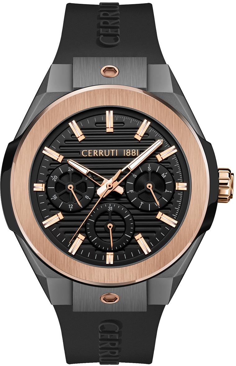 Cerruti 1881 CIWGQ2116908 44 mm Si̇yah Silikon Kordon Analog Erkek Kol Saati