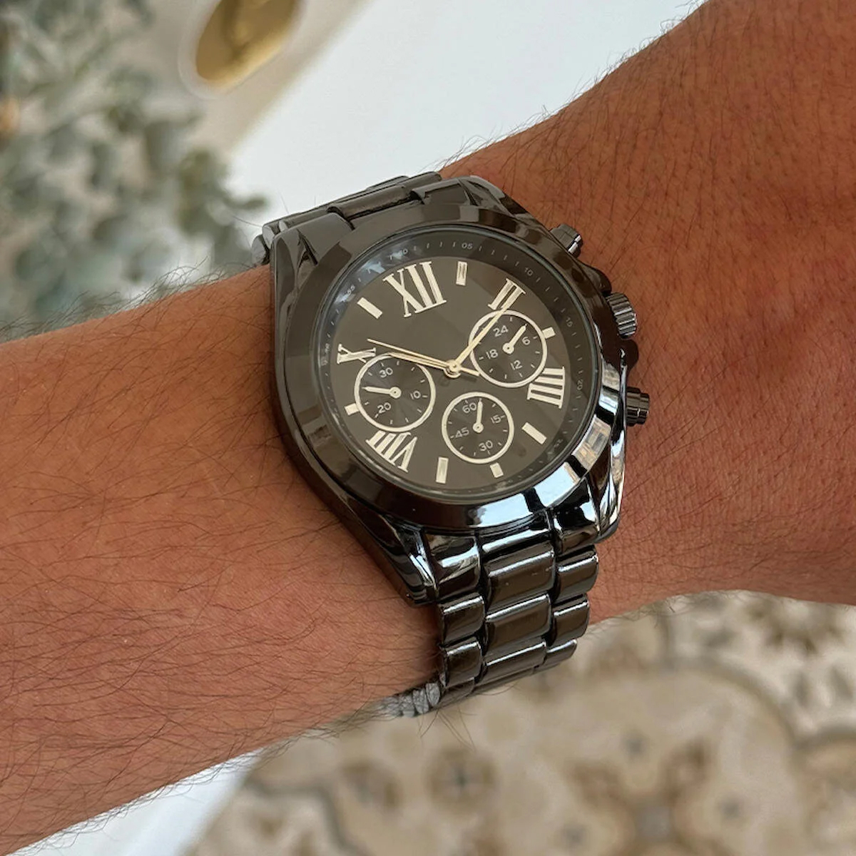 Spectrum SP07 Takvimli 44 mm Siyah Metal Kordon Analog Erkek Kol Saati