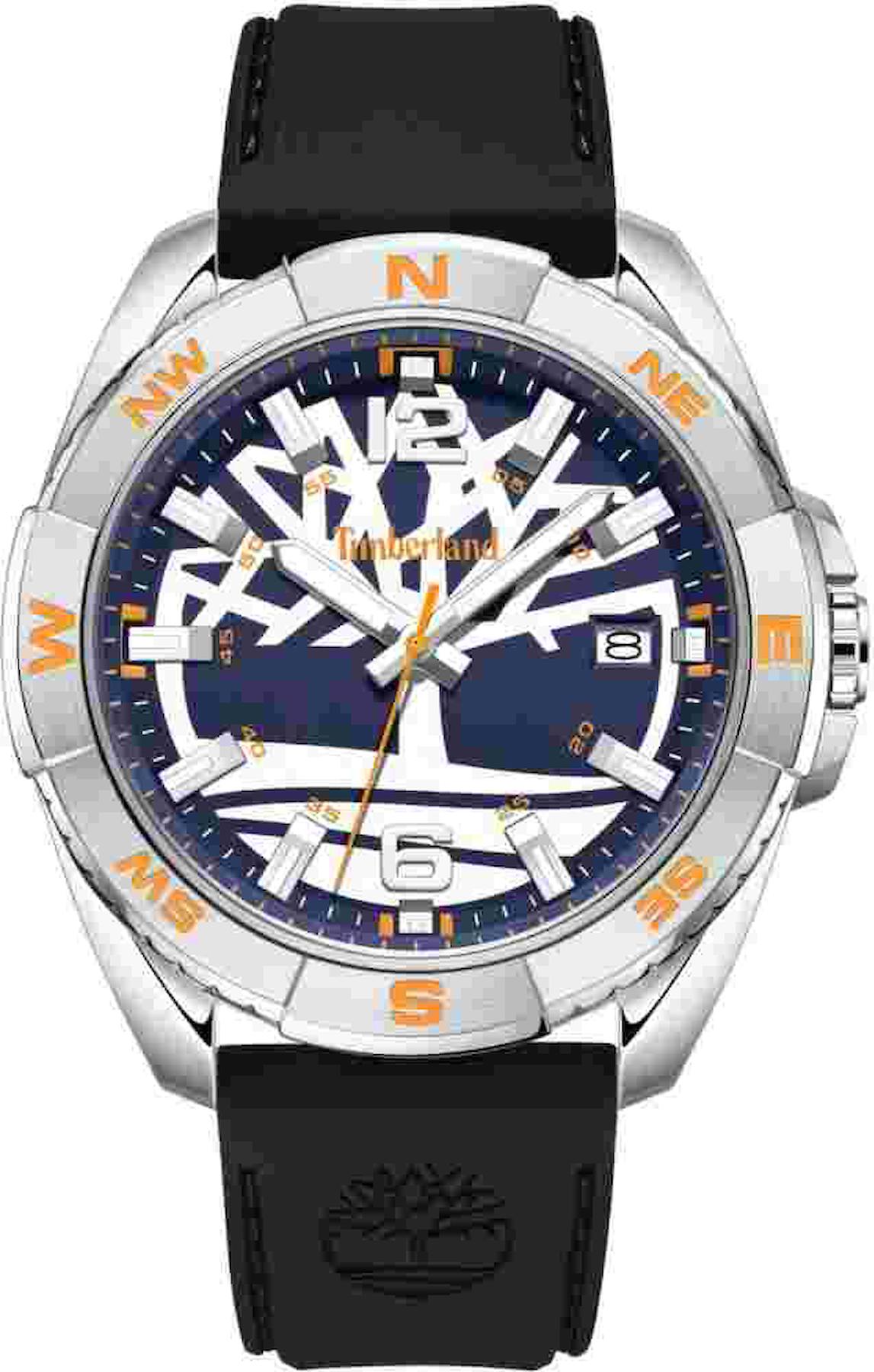 Timberland TDWGN2202108 Takvimli 44 mm Gri-Sarı Silikon Kordon Analog Kol Saati