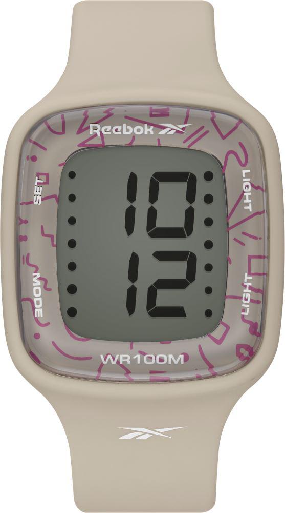 Reebok RV-CAR-L9-PSPS-WS Takvimli 38 mm Krem Silikon Kordon Dijital Kol Saati
