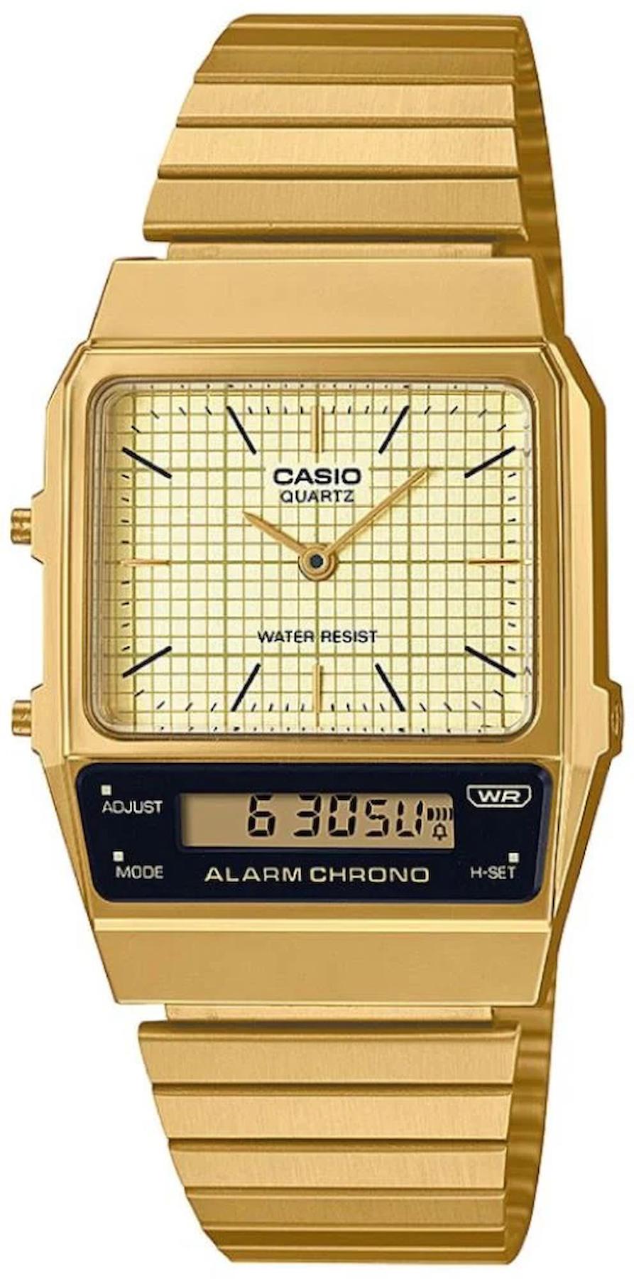 Casio AQ-800EG-9ADF Takvimli 32.1 mm Altın Çelik Kordon Analog Erkek Kol Saati