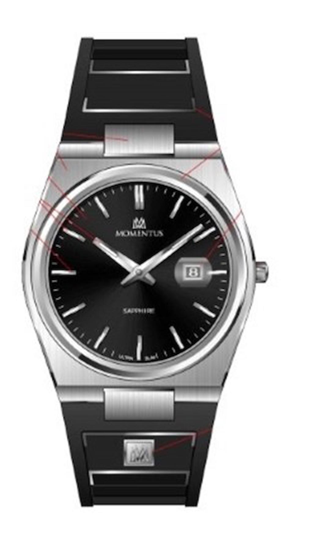 Momentus EM345S-04BS Takvimli 43 mm Siyah Plastik Kordon Analog Erkek Kol Saati