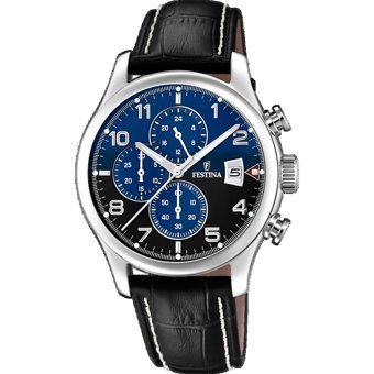 Festina F20375/7 Takvimli 43 mm Siyah Deri Kordon Analog Erkek Kol Saati