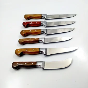 Göcen 6 Parça Bıçak Seti Mutfak Bıçakları Salata Bıçağı Et Bıçağı Bilezikli Bıçak Seti Kasap Bıçakları